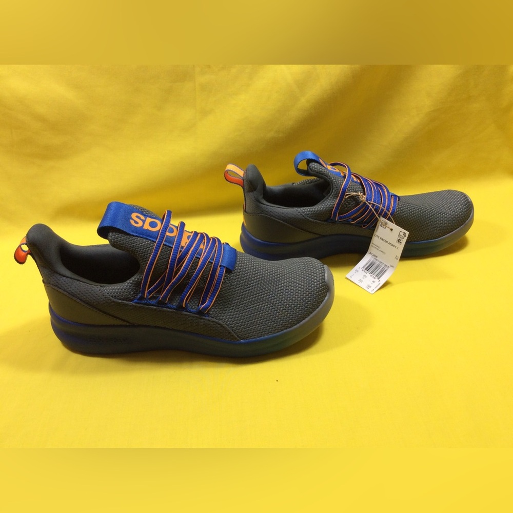 adidas Women’s lite racer Gray with Blue & Orange Accents SZ 7 - Picture 5 of 12